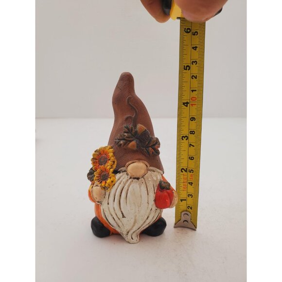 Fall Ceramic Gnome for Thanksgiving Tiered Tray Decor, Gnome Holding a Pumpkin, - Picture 10 of 10